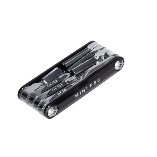 Topeak Mini P20, 20 Funktionen, mit Kettennieter, Black - mit Power Link Tool und Neoprentasche