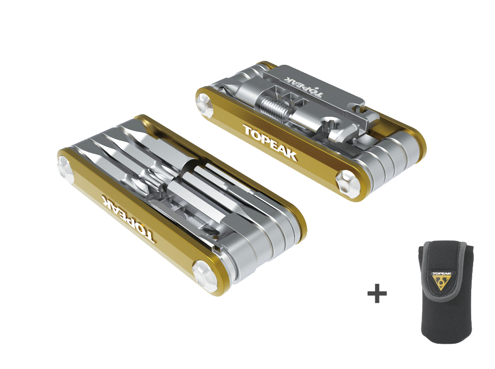 Topeak Mini P20, 20 Funktionen, mit Kettennieter, Black - mit Power Link Tool und Neoprentasche